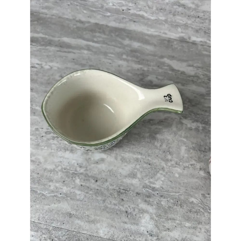 TWO Stoneware Measuring cups (1/2 cup, 1 cup) Pfaltzgraff Stoneware Floral‎
